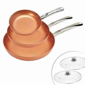 Juego De Sartenes Cobre Acero Inoxidable 3 Y 2 Tapas - Klack Europe