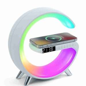 Klack® Lámpara de ambiente con altavoz Bluetooth - reloj despertador y cargador inalámbrico tipo G - Klack Europe