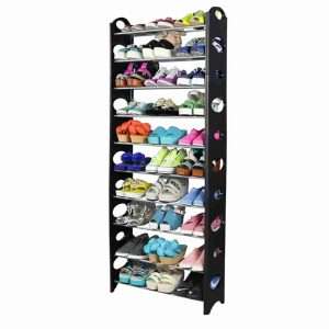 Zapatero organizador de hasta 30 pares Zapatillas Zapatos Sandalias Klack® Negro y Acero - Klack Europe