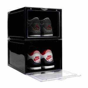 Zapatero organizador pongotodo Klack Negro apilable pack de 4 unidades - Klack Europe