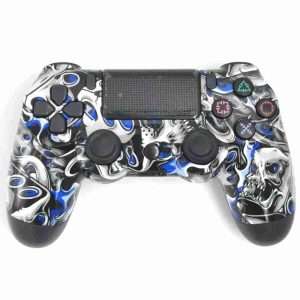 Mando P4 CALAVERA NEGRA/AZUL compatible con PS4 Play Station 4 - Klack Europe