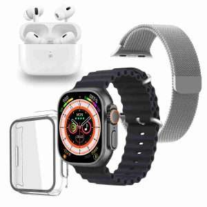 Pack Smartwatch Klack Ultra 9.0 con Auriculares PRO -  Correa metálica extra y carcasa protectora - Klack Europe
