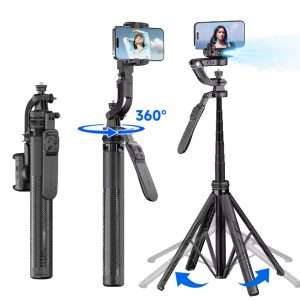 Trípode / Estabilizador de gimbal para smartphone Klack C16 AI con seguimiento automático de rostro, rotación de 360°, anti-vibración, trípode portátil y control remoto para vlog, YouTube, TikTok y transmisiones en vivo - Klack Europe