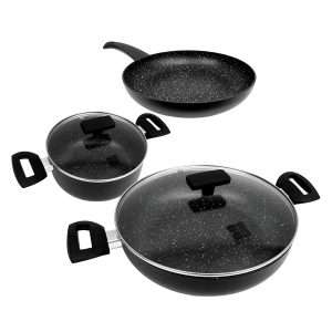 Batería de cocina Klack de 5 piezas - Aluminio - 20, 24 y 28 cm con Tapas - Klack Europe