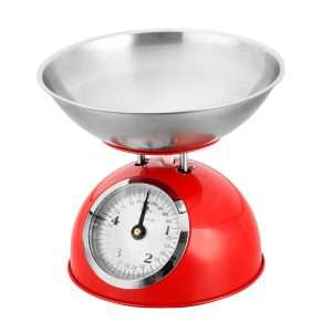 Báscula de cocina retro Klack con cuenco extraíble de acero inoxidable, capacidad 5 kg y diseño vintage - Klack Europe