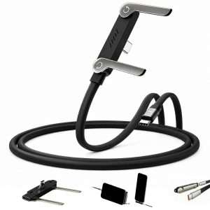 Cable USB-C a USB-C 2 en 1 Klack 240W con soporte invisible integrado, adaptador desmontable y carga rápida PD - Klack Europe