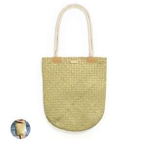 Bolso de paja Bedwey con asas largas y superficie personalizable - Klack Europe