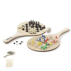 Set de Palas de Playa con Juegos de Mesa Integrados en Madera - Klack Europe