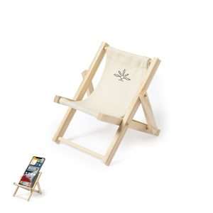 Soporte plegable para smartphone en madera y algodón natural - Klack Europe