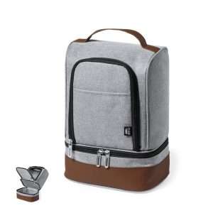 Nevera isotérmica Kumak de 6L en resistente RPET gris con polipiel - Klack Europe