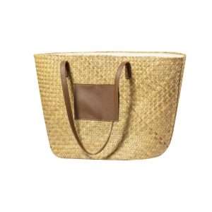 Bolsa rectangular de paja con asas largas en polipiel, gran capacidad - Klack Europe