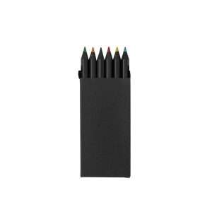 Set de 6 lápices de colores en madera negra con estuche reciclado - Klack Europe