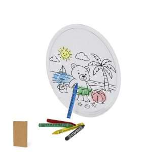 Set original de frisbee y ceras con diseño para colorear Osito Playa - Klack Europe