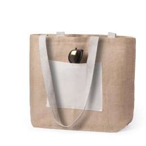Bolsa de Yute con Asas de Algodón y Bolsillo Frontal Resistente - Klack Europe