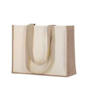 Bolsa Nature en yute y algodón laminado, resistente y espaciosa - Klack Europe