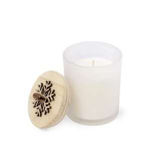 Vela navideña de cristal con aroma a vainilla y tapa de madera - Klack Europe