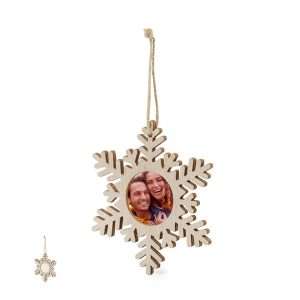Adornos navideños con portafotos en madera natural, 3 diseños - Klack Europe