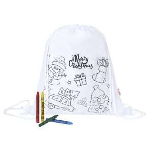 Mochila infantil navideña para colorear con ceras y cierre de cuerda - Klack Europe