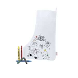 Calcetín navideño blanco RPET para colorear con ceras - Mordy - Klack Europe