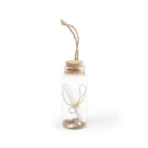 Botecito de cristal para deseos navideños con pergamino y lacito - Klack Europe