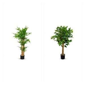 Pack Klack Rincón Verde: bambú y ficus artificiales de 120 cm: 1 × Planta de Bambú Artificial 120 cm – Bamboo Decorativo de Tejido, Hiper Realista para Interior, Exterior, Hogar, Salón, Oficina y Negocio; 1 × Ficus Artificial 120 cm – Árbol Decorativo de Fabric, Planta Hiper Realista para Interior, Exterior, Hogar, Salón, Oficina y Negocio